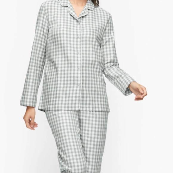 NWT Talbots Gray and white Gingham Pj set - Picture 10 of 12